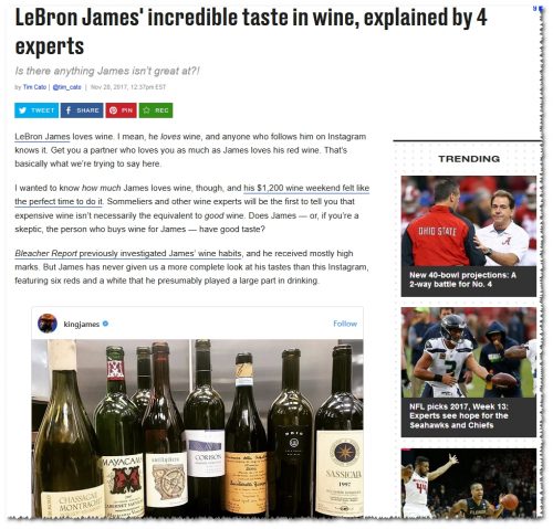 SBNation LeBron James wine picks