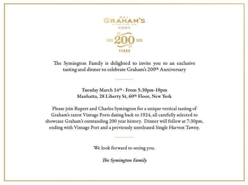 Graham's 200th NYC invitation
