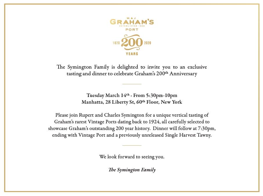 Graham's 200th NYC invitation