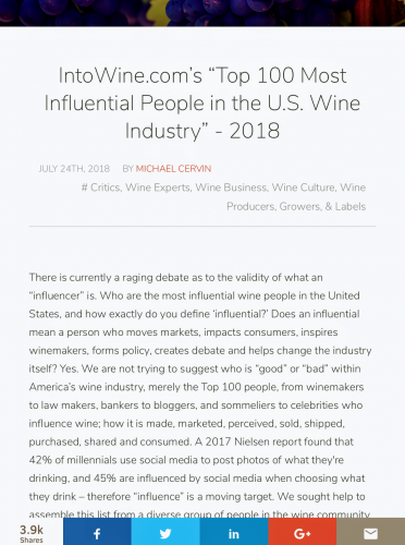 Intowine.com top 100 2018